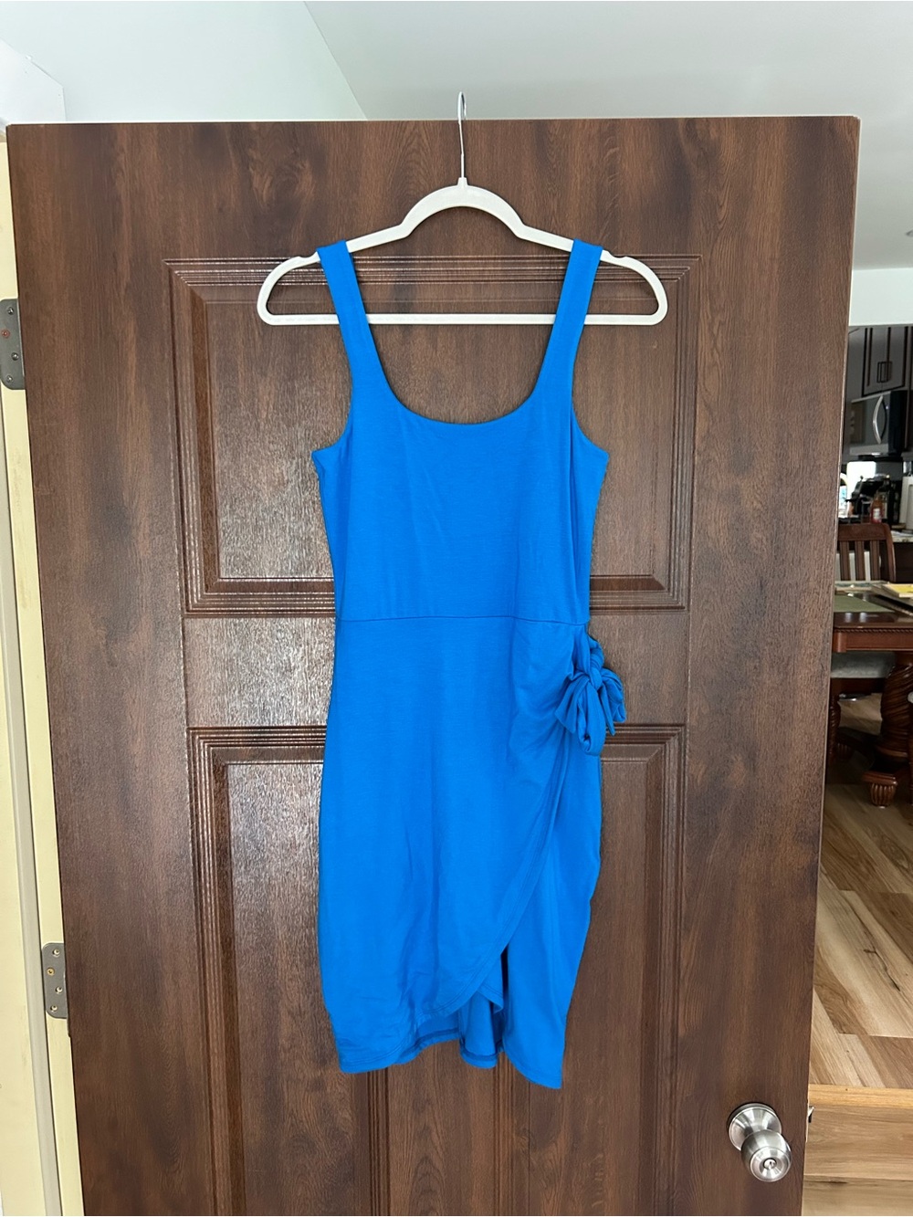 Guess Electric Blue Sleeveless Mini Dress with Side Flower/tie